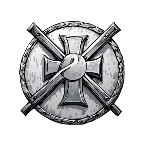 Maltese cross with Bethlehem steel logo tattoo design idea
