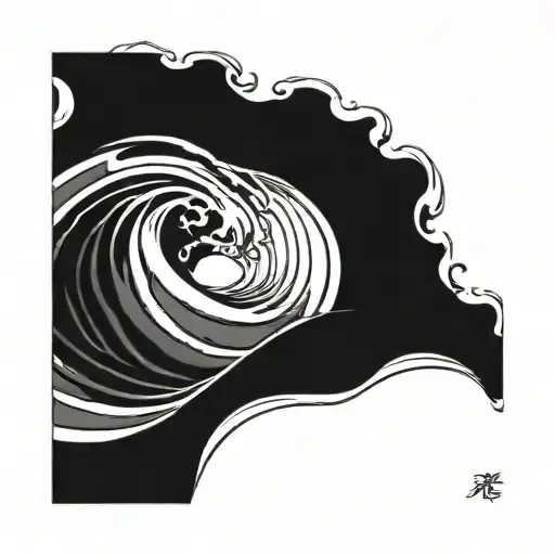 ocean waves, lines only use black tattoo design idea