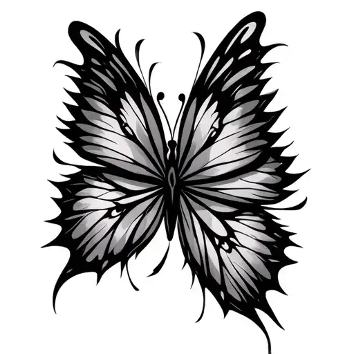 tribal butterfly wings tattoo design idea