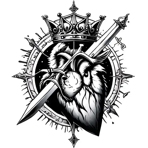 For the spine of the animal and the crown and the sword and the constellation of September and the heart and brain and the letter m tattoo design idea