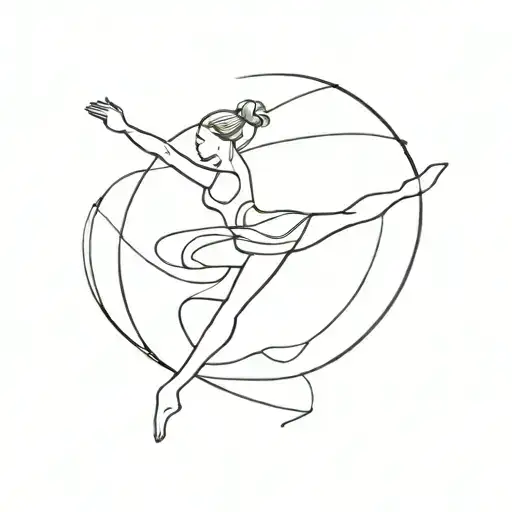rhythmic gymnastics oneline tattoo design idea