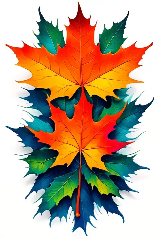 Maple leaf transforming tattoo design idea