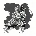 cowboy boot with flowers coming out tattoo design idea