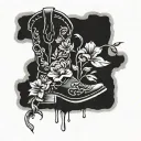 cowboy boot with flowers coming out tattoo design idea