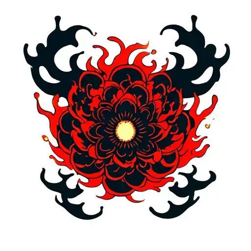 japanese style flames tattoo design idea