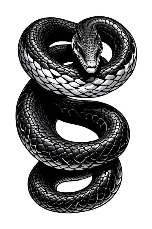 black fat snake coiling tattoo design idea
