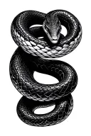 black fat snake coiling tattoo design idea