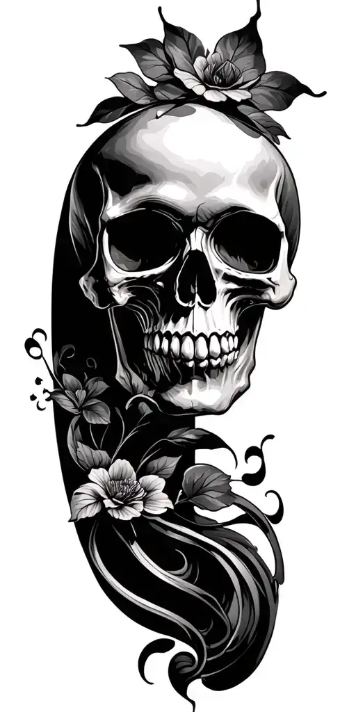 skull and soul music tattoo design idea