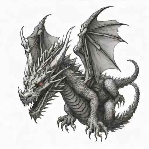Dragon (nordic, germanic like in Game of Thrones) falling from the sky like Ikarus tattoo design idea