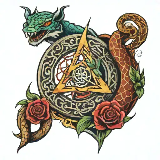 triquertra and midgard serpent tattoo design idea