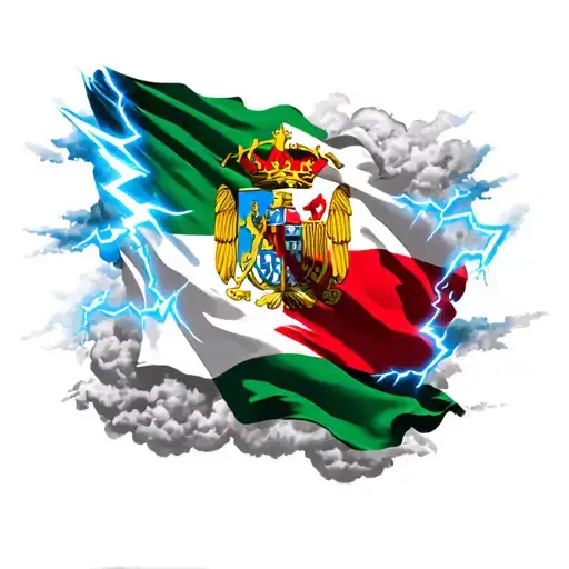 itlian flag cloud backround with blue lighting bolts  tattoo design idea