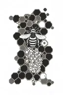 honeycomb pattern and honeybee calf tattoo tattoo design idea