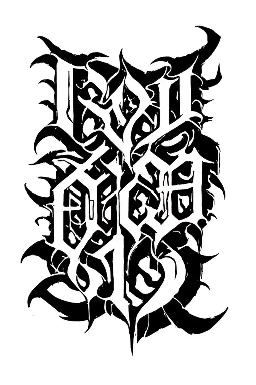 Raw Blackwork Dark Lettering Bold Strokes Ornamental Cyber Sigilism Full-Body Horror Modern Fullbody tattoo design idea