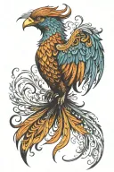 I want a tattoo of a phoenix bird, on the shoulder blade with a transition to the shoulder. There should be pronounced f tattoo design idea