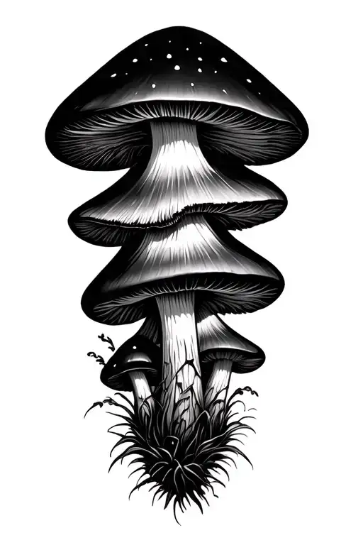 Heptagram with mushrooms  tattoo design idea