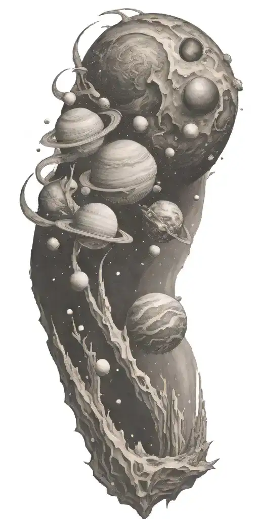 space planets tattoo design idea