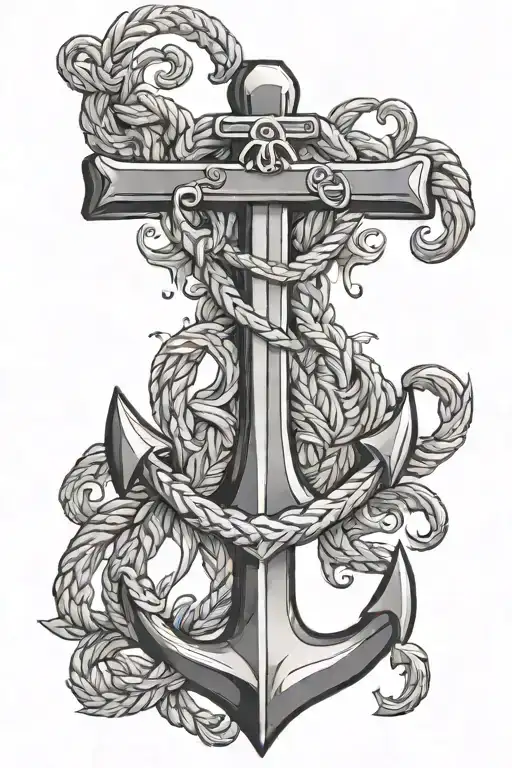 anchor cross tattoo design idea
