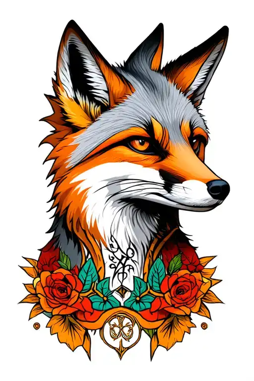 grey fox tattoo design idea