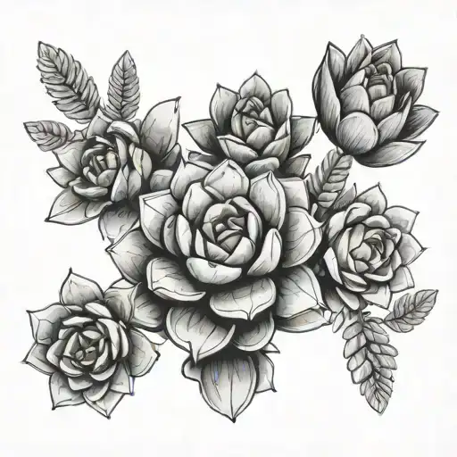 Succulents tattoo design idea