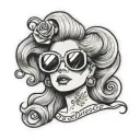 vintage brooch with avicii logo and lady gaga glasses in it tattoo design idea