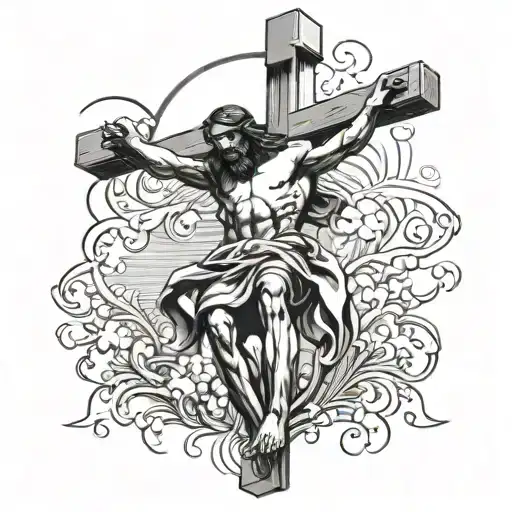 Jesus crucifixion on back  tattoo design idea