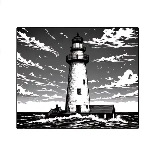 cape lookout lighthouse tattoo design idea