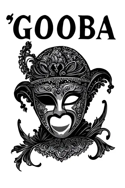 "GOOBA" Mardi Gras mask tattoo design idea