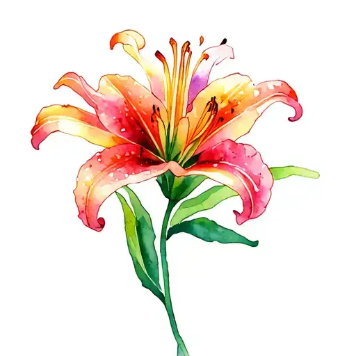 Flame lily flower tattoo design idea