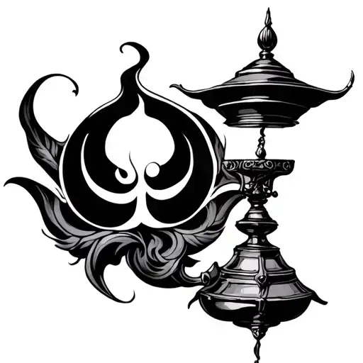 Dark genie lamp tattoo design idea