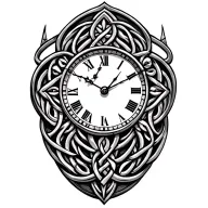 Celtic trinity clock face tattoo design idea