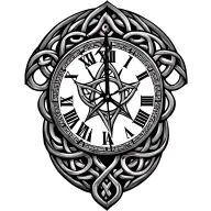 Celtic trinity clock face tattoo design idea