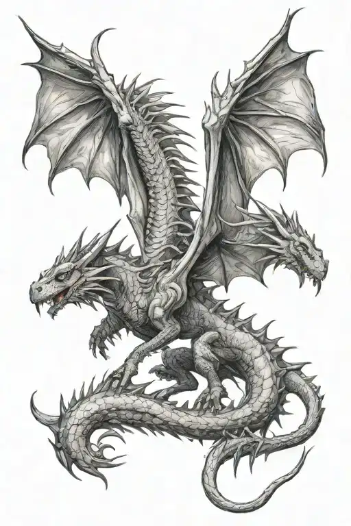 i want a spine tattoo of tairn the dragon from the book fourth wing. i want tairn to have big wings and spikes all over  tattoo design idea