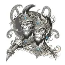 monkey king and rajput warrior tattoo design idea