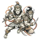 monkey king and rajput warrior tattoo design idea