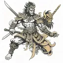 monkey king and rajput warrior tattoo design idea