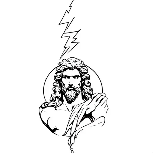 Zeus holding a lightning bolt tattoo design idea