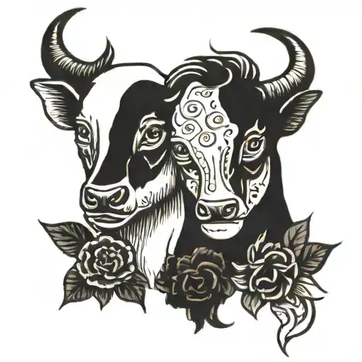 two headed calf goth tattoo design idea