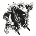 A broken butterfly with tears falling from its eyes tattoo design idea