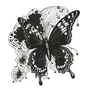 A broken butterfly with tears falling from its eyes tattoo design idea
