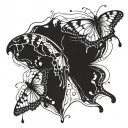 A broken butterfly with tears falling from its eyes tattoo design idea