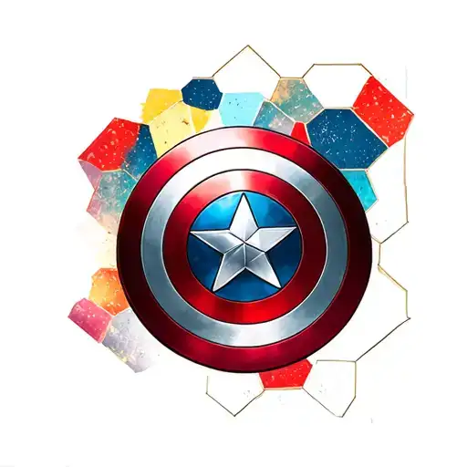 Captain America shield with hexagon background  tattoo design idea