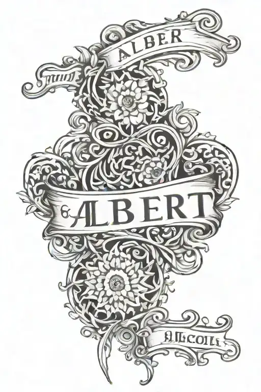 the name Albert as part of an arm sleeve tattoo design tattoo design idea