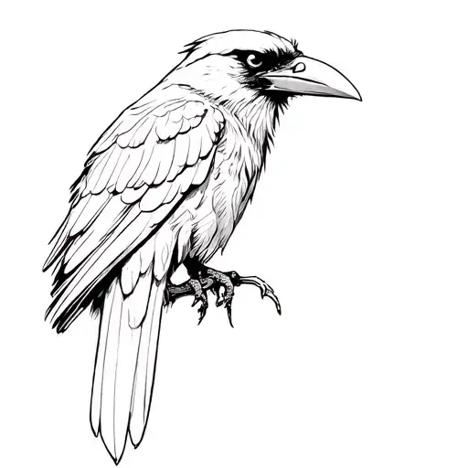 Raven looking inquisitive tattoo design idea