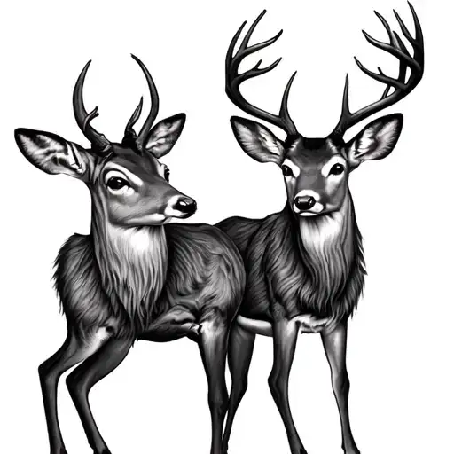 a doe and a buck tattoo design idea