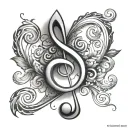 V G clef mixed tattoo design idea