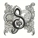 V G clef mixed tattoo design idea