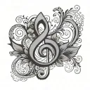 V G clef mixed tattoo design idea