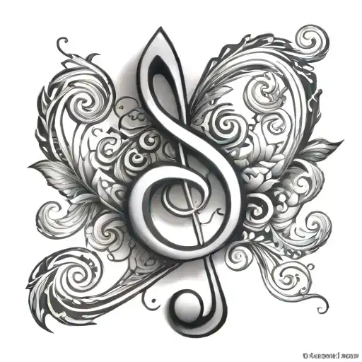V G clef mixed tattoo design idea