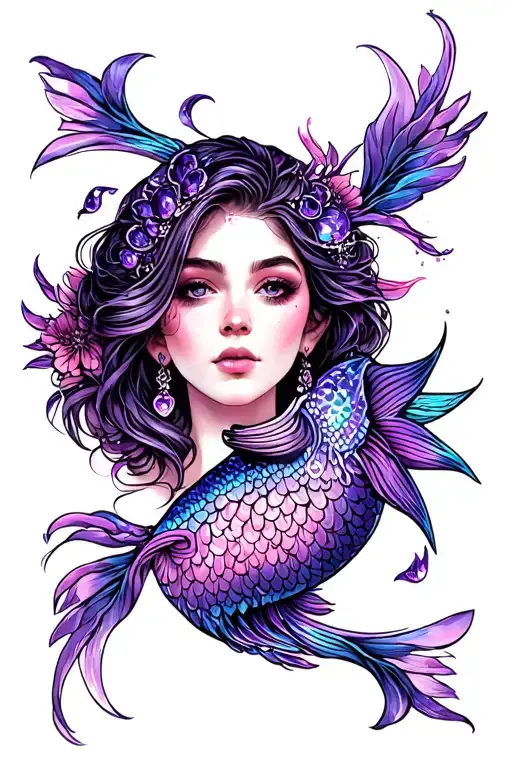 rhonda amethyst pisces pink tattoo design idea