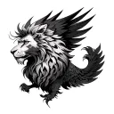 Phoenix And Lion tattoo design idea